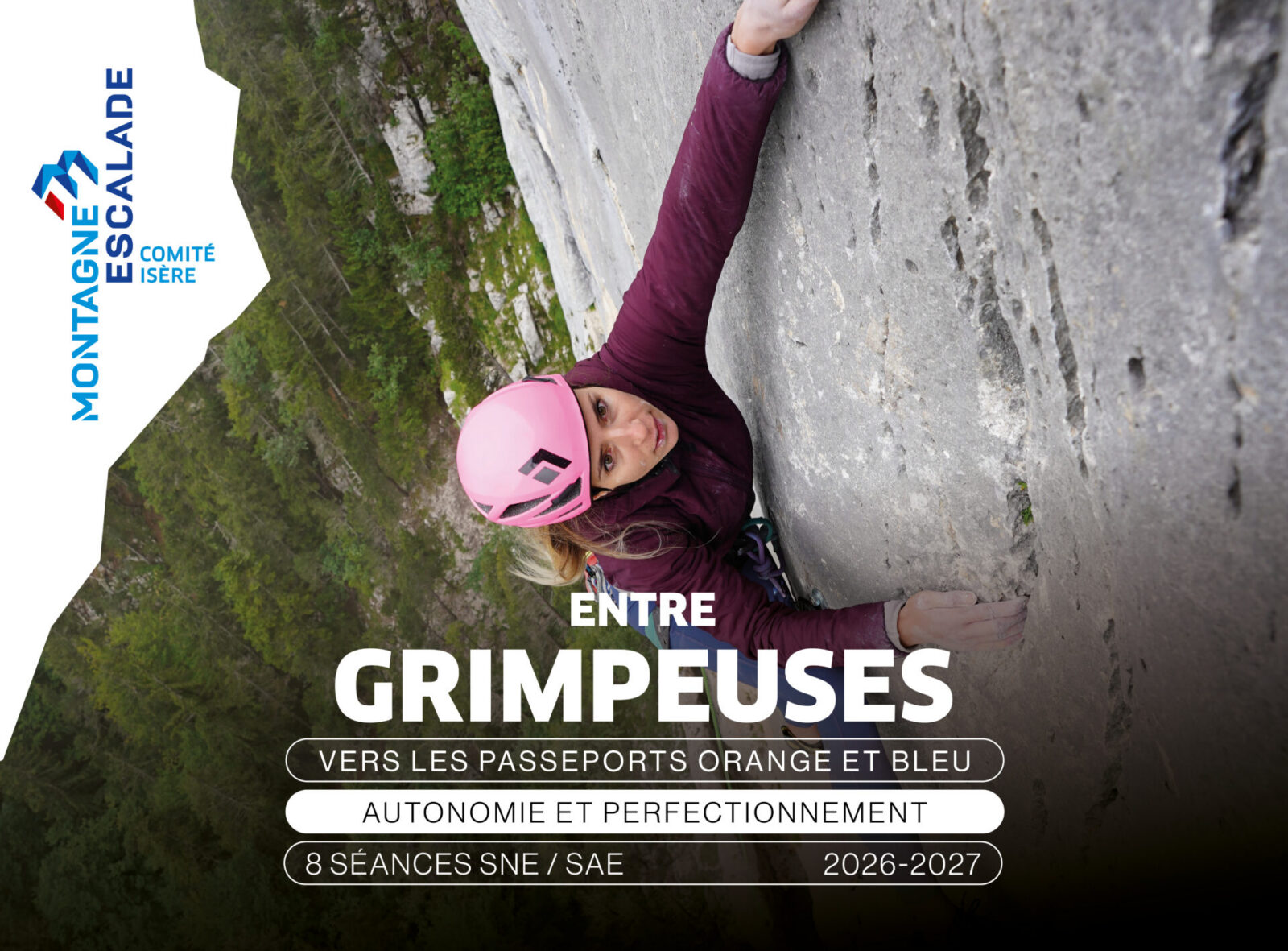 Entre Grimpeuses 2026-2027 escalade en mixité choisie passeports escalade orange et bleu