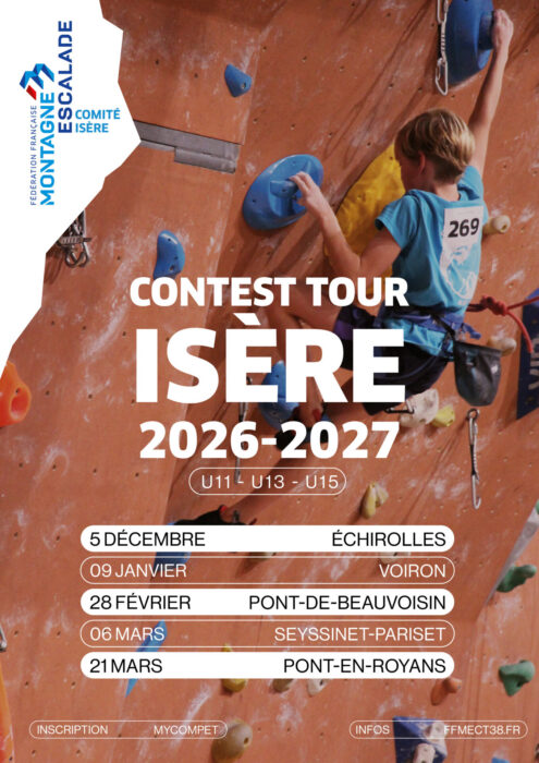 contest tour isère U11 U13 U15 escalade difficulté bloc vitesse 2026-2027