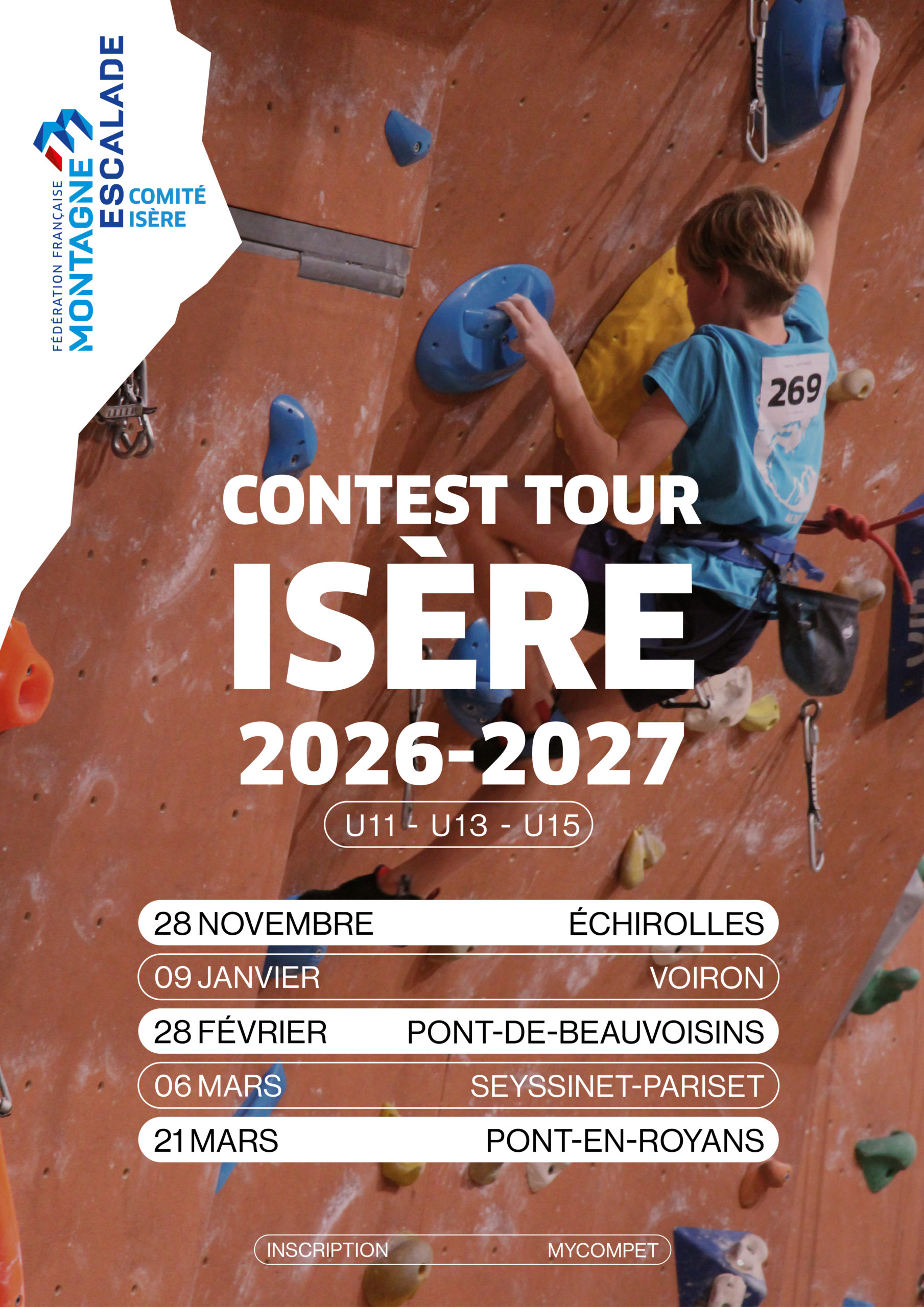 Contest tour isère escalade 2026-2027 U11 U13 U15
